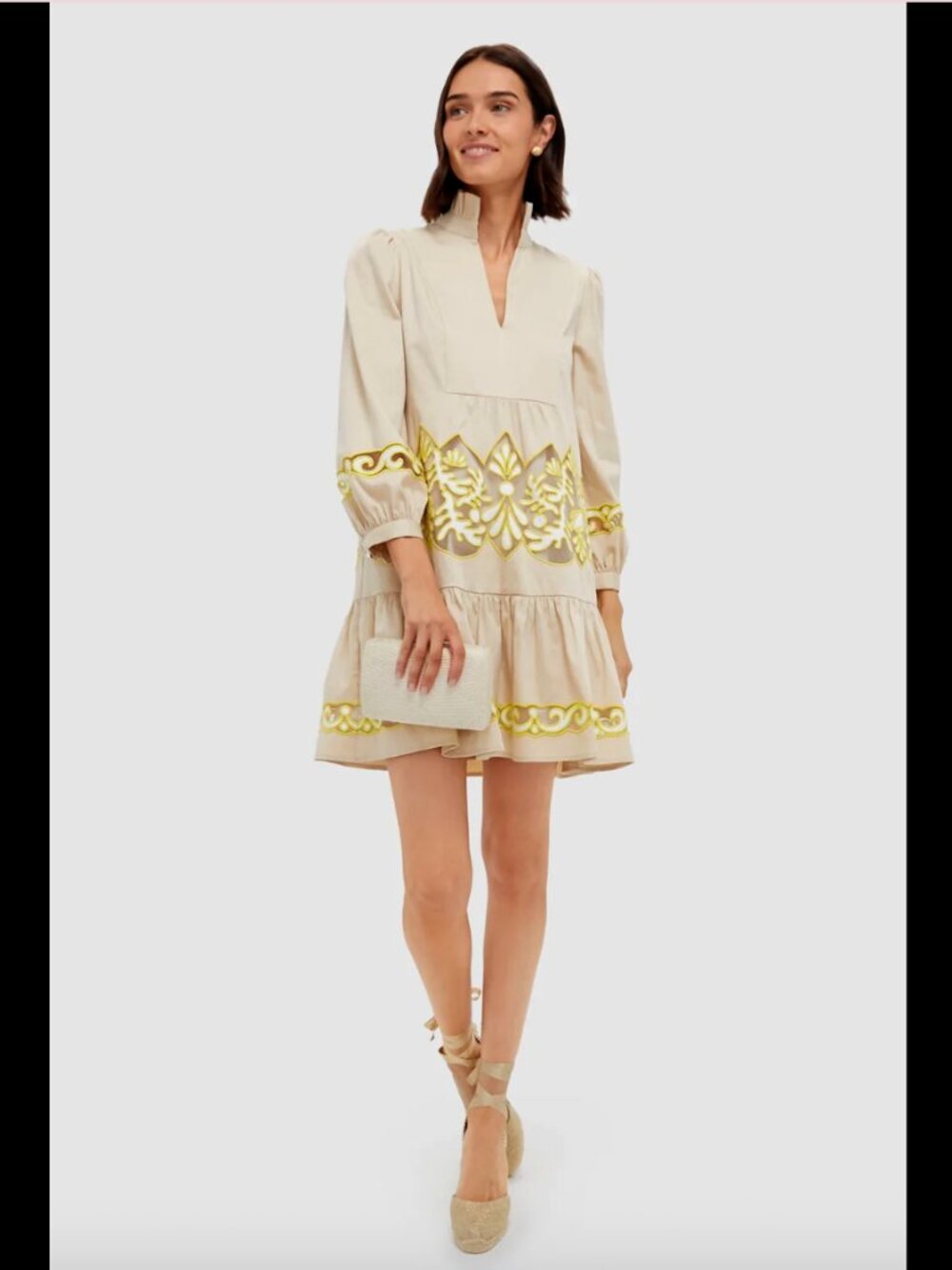 Tuckernuck Tan and Citron Embroidered Palmerston Dress